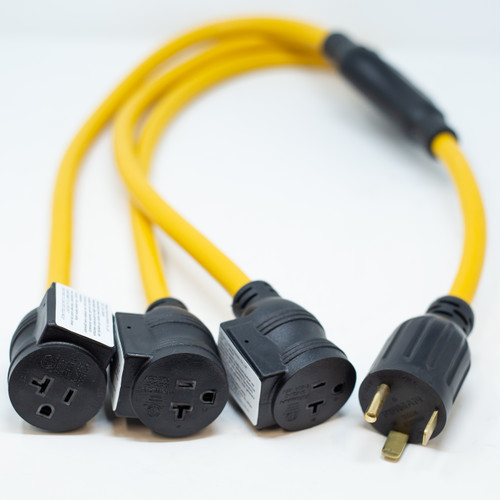 Firman 1115 3ft 30A TT-30P to 3 x 50-20R Power Cord with Storage Strap